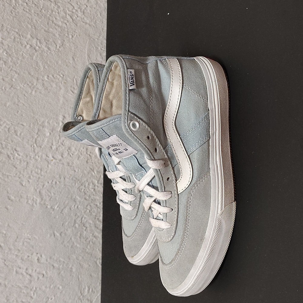 Vans Sneakers Mens Size 6 High Top Light Blue Suede/Canvas Skater Shoes Pop Cush - Picture 4 of 12
